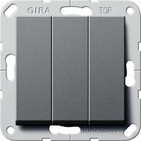 Переключатель самовозвратный без рамки Gira System55 3-кл. проходной 10А антрацит